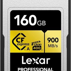 Lexar 160GB Professional CFexpress Type A Gold Series Memory Card, Up to 900MB/s