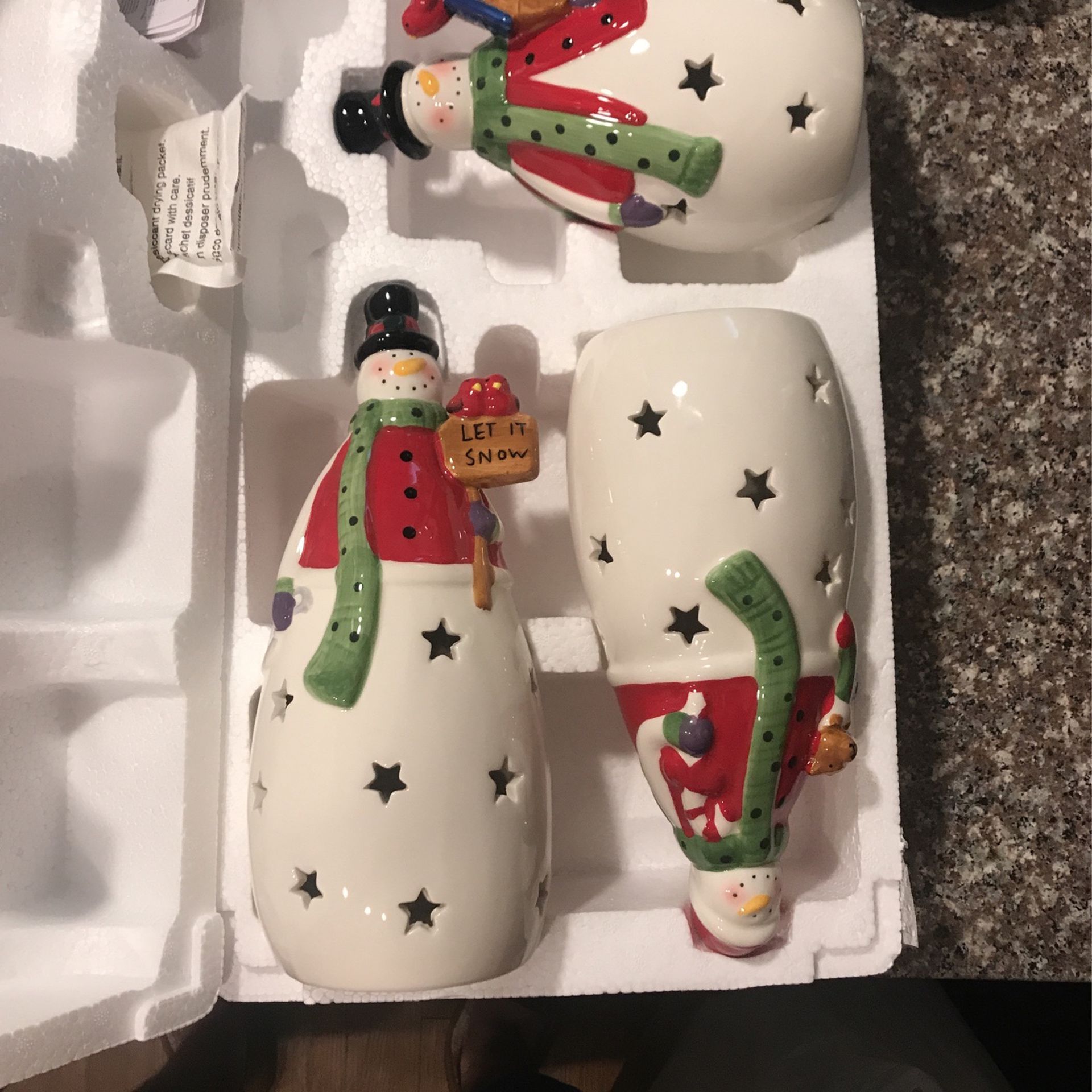 Set Of 3 Snowmen With Color-changing LED Lights New In Box!