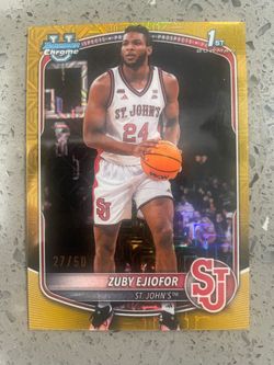 2025 Bowman Chrome University Zuby Ejiofor Gold Refractor /50 St. John’s RC Prospect Basketball Card