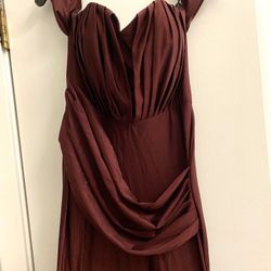 Jessica Angel Prom Formal Fitted Mermaid Long Satin/Jersey Maroon gown sz M
