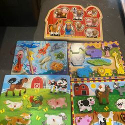 5 Melissa & Doug Wooden Animal Puzzles