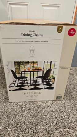 2pk Copley Dining Chairs Faux Leather Midnight Black - Threshold™: Upholstered, Metal Legs, Mid-Century Modern