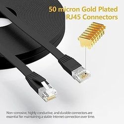 Cat 6 Ethernet Cable 200 ft, Outdoor&Indoor, 10Gbps Support Cat8 Cat7 Network, Slim long Flat Internet LAN Patch Cord, Cat6 High Speed weatherproof Ca