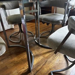 Mid Century Round Glass Table With 4 Chairs