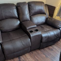 Free leather recliner love seat