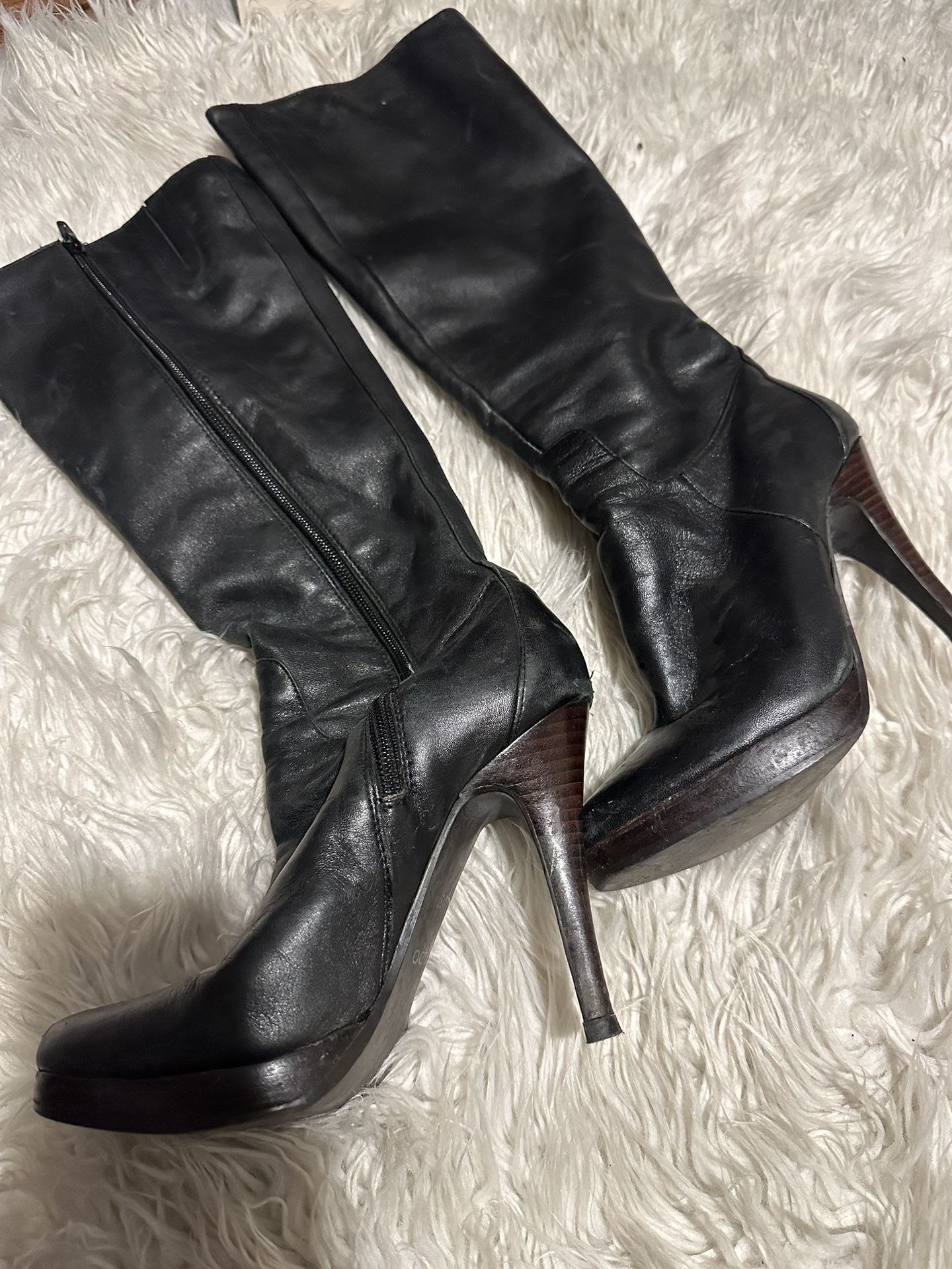Aldo Leather Black High Boots
