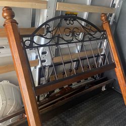 Queen iron and wood bed frame