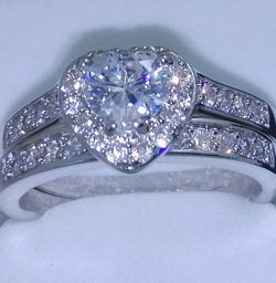 New 10 k white gold wedding ring set engagement ring