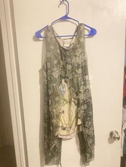 Fleur De Lis Women's Light Green Floral Open Cardigan Top Size XL NWT