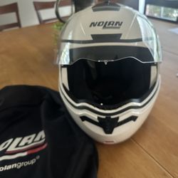 Nolan Classic White Motorcycle Helmet With Protective Bag
