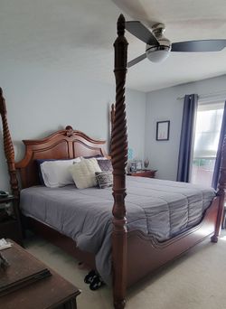 Four Poster King Bed Frame Cherry Wood
