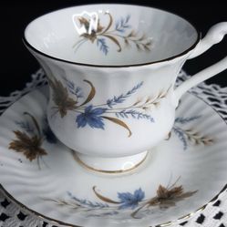 Paragon Tea Cup and Saucer Fine Bone China with Leaf Pattern Bone China Tea Cup and Saucer Paragon Tea Set Vintage Collectible Tea Set