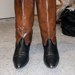 Women's Nordstrom Italian Leather Cowboy Boots - Size 37 Or 6 1/2