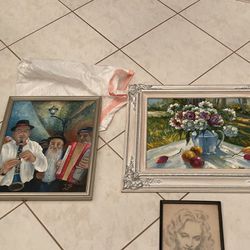 2 Original Wall Art Artist Signed Oil Paintings.  Antique Vintage. 1 White Ornate & 1 Classic Frame. Both $200.  Will Separate