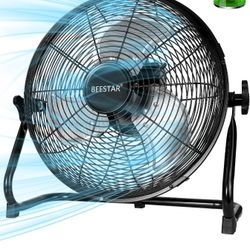 BEESTAR Battery Operated Fan, Rechargeable Floor Fan, Metal Blade Run Up to 30 Hours,15600 mAh Battery Powered Fan for Garage, Backyard, Camping, Trav