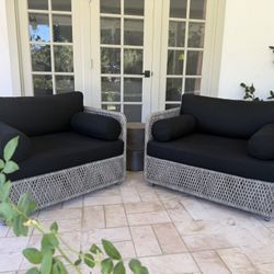 West Elm Coastal Wicker Outdoor Lounge Chair Set
