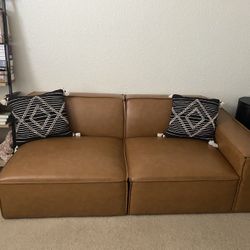 Brown Leather Couch 