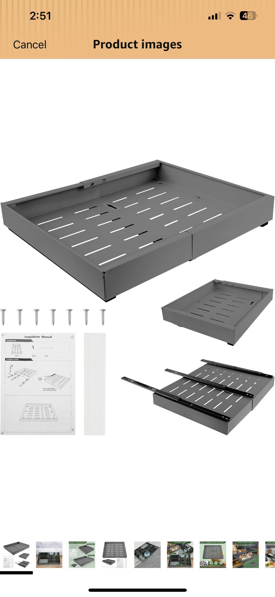 Pull Out Cabinet Organizer, Quiet Sliding Drawer Pantry Shelf Pull Out Cabinet Drawer Expandable Cabinet Pull Out Shelves No Drilling Slide Out Cabine