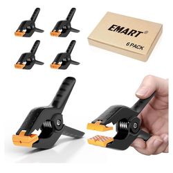 NEW EMART 6 Pack Heavy Duty Muslin Spring Clamps, Professional 4.5 Inch Plastic Backdrop Clips for Photography Studio, Photo Booth, Backdrop Stand, Pa