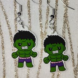 Marvel Hulk Fan Art Earrings 