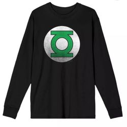 DC Comics Green Lantern Distressed Logo Official Long Sleeve Tee (Black)- XXL