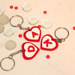 Cute Personalized Heart Initial Keychains