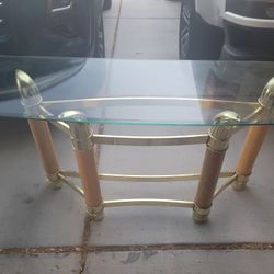 Italian Brass Faux Tusk Entertainment Table Style After Tommaso Barbi