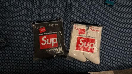 - White/Black Supreme Socks