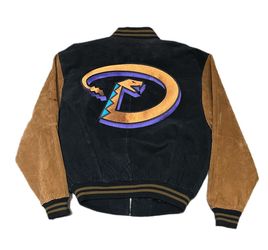 Vintage Rare MLB Arizona Diamondbacks Black Leather Bomber Jacket Men’s XL