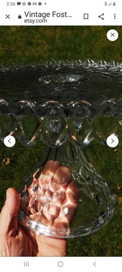 Vintage 1950 Fostoria Glass Crystal Round Cake Stand