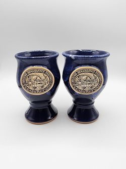 2008 AZ Renaissance Festival Pleasure Feast Navy Blue Handmade Goblet Mug x 2 *Please Read Description