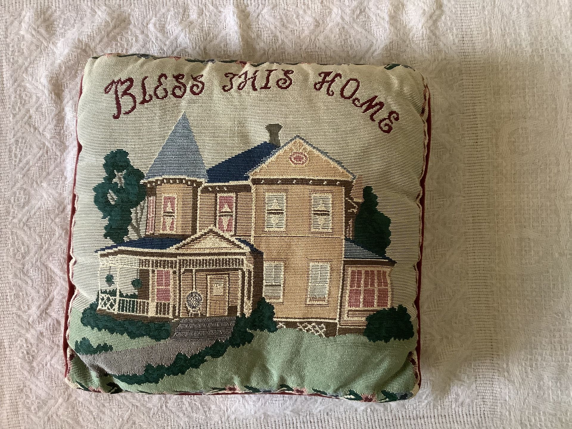 Needlepoint Bless This Home Throw Pillow