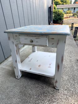 Rustic Distressed Wood End Table
