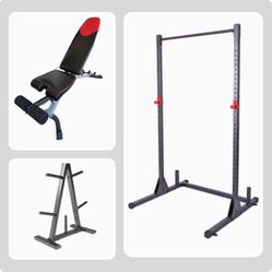 CAP Barbell Power Squat Rack & Bench Press + Bowflex Bench + Weight Rack + Bar…  $250 OBO