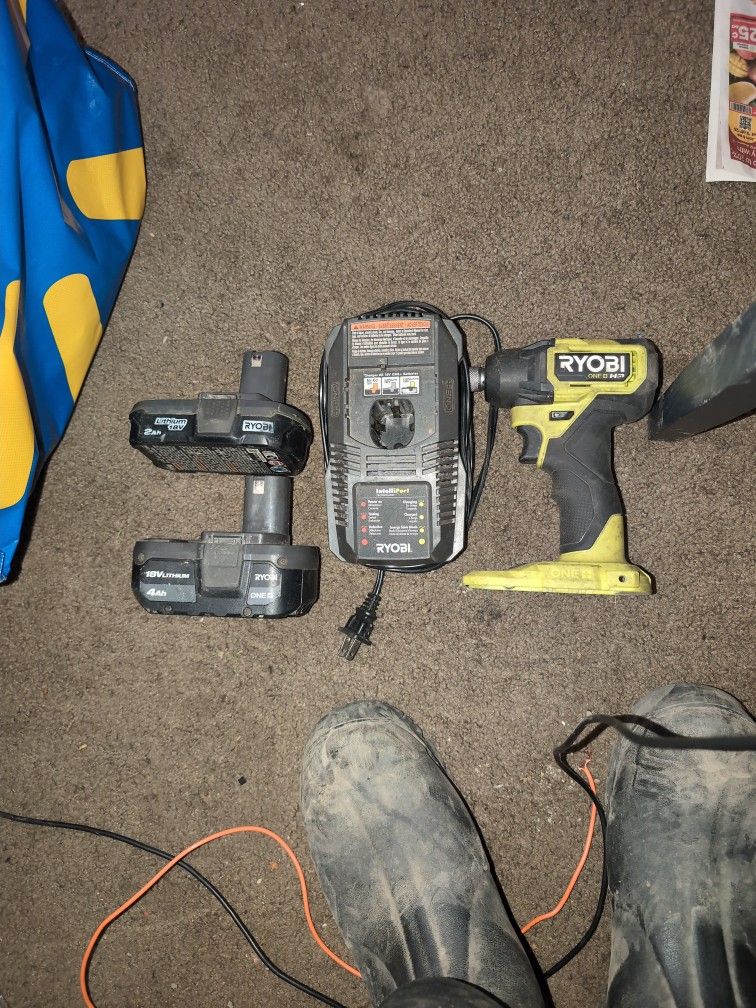 Ryobi Brushless Impact Driver, Batteries And Charger Bundle