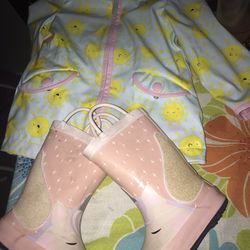 Little Girls Rain Coat Set 