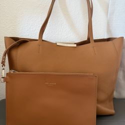 Ted Baker Large Tan Leather Tote Bag 