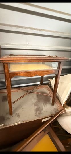 2  end table with glass display wood frame