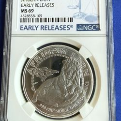 2017 1oz NGC MS69 AFRICAN LION SILVER COIN 