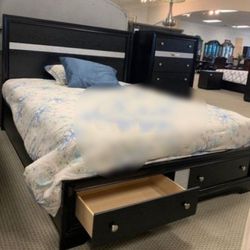 Regata Black Storage Platform Queen Bed Frame
