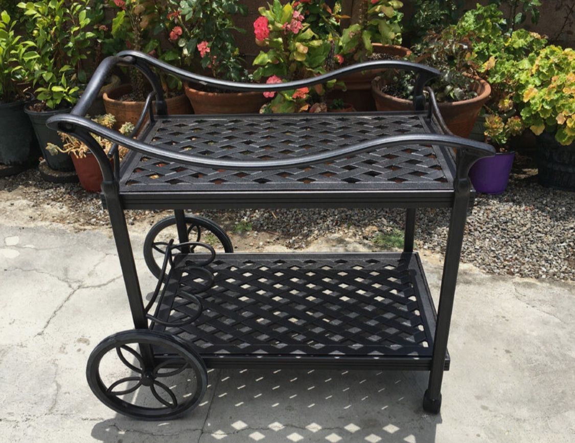 Patio cast aluminum serving outdoor tea cart heavy furniture Antique bronze. Free Delivery!