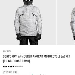 Ride Rich Jacket ! CONCORD™ ARMOURED ANORAK MOTORCYCLE JACKET {RR GP/GHOST CAMO} 