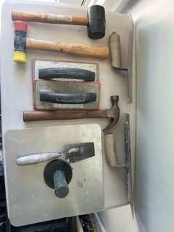 Masonry Tool Lot – Floats, Hammers, Trowels
