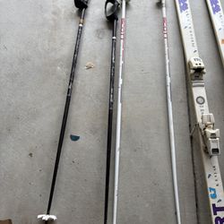 3 Pairs Of Skis And 2 Sets Of Poles All Used