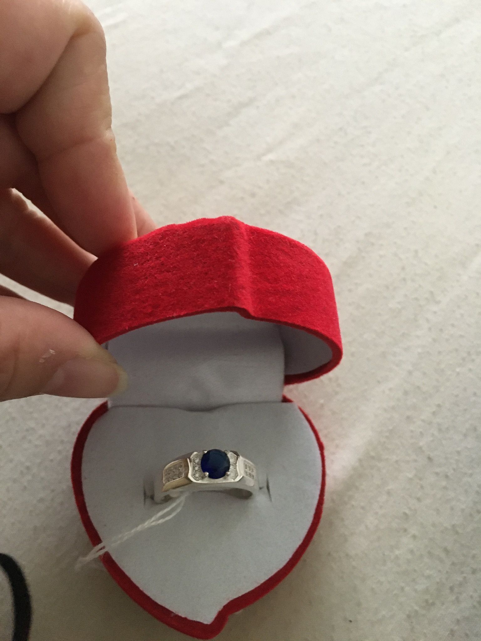 Real 925 sterling silver Blue Men’s Ring Size 10
