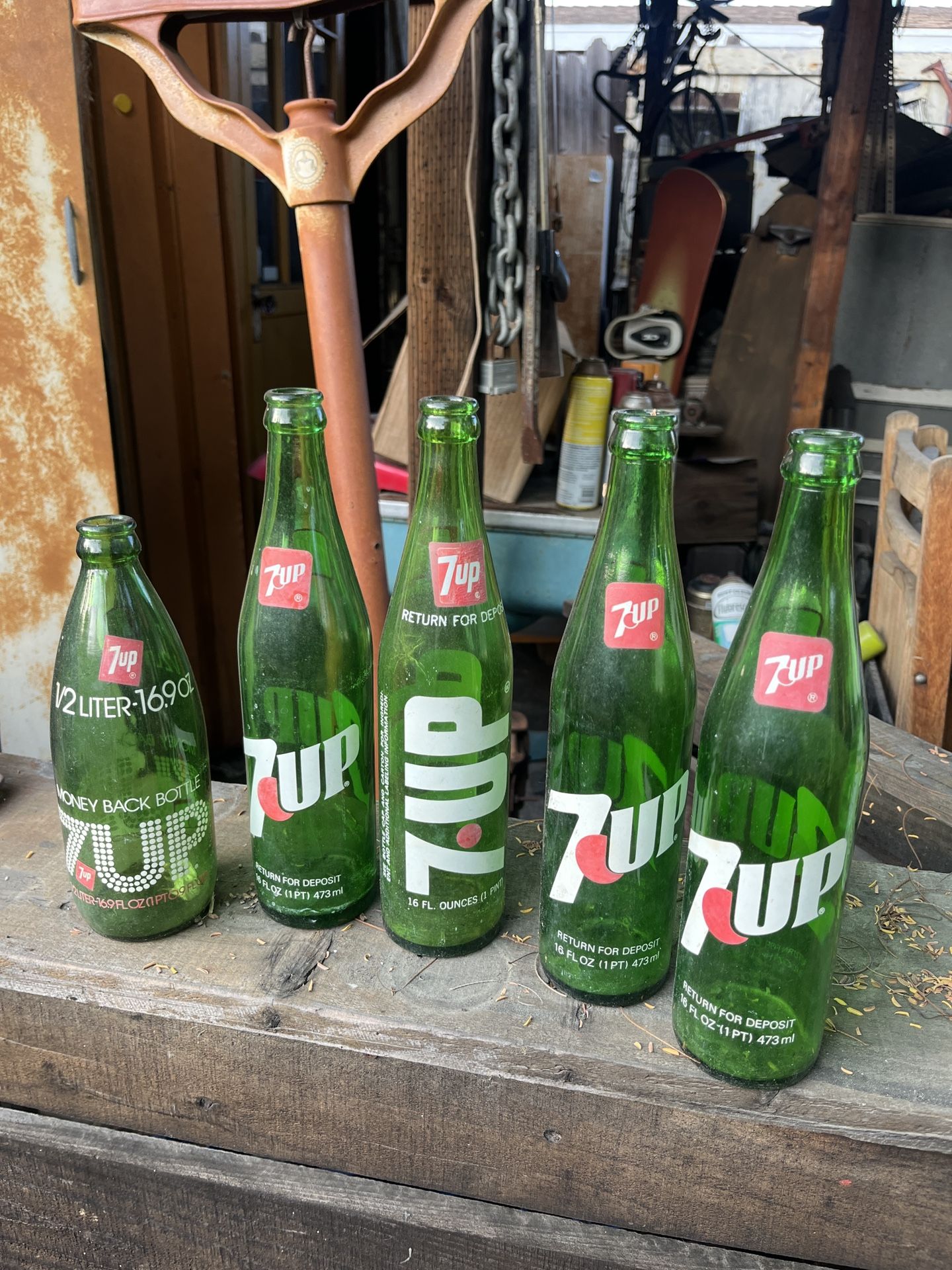 Vintage Green 7up Bottles
