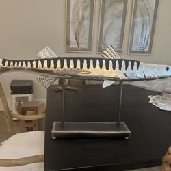 Barracuda Fish Sculpture With Pole Stand
