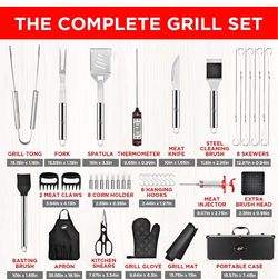 Complete BBQ Grill Tool Set with Carrying Case