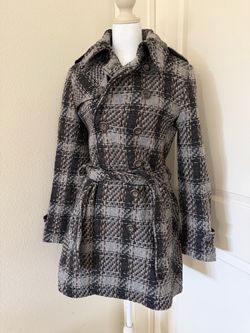 Plaid Double-Breasted Belted Wool Coat