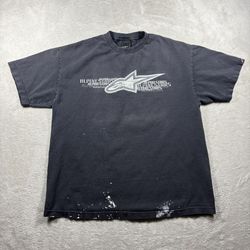 Vintage AlpineStars Men’s XL Black Faded T Shirt Grunge Paint Distressed Y2K